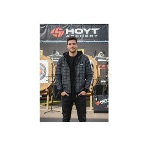 Hoyt Archery Full Zip Hoodie Sweatshirt Black Gray Logo Pattern Mens XL